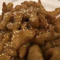 Sesame Chicken · Deep fried chicken chunks with special sauce and sesame.