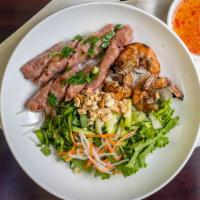 Bun Tom Nuong Cha Gio · Vermicelli with Grilled Shrimp & Egg Rolls