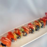1st Roll · #4: Top 10 Best Rolls. Shrimp tempura, cucumber and crab meat, with salmon, avocado, tobiko ...
