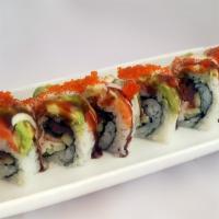Samurai Roll · #8: Top 10 Best Rolls. Tuna, unagi, cucumber and crab meat, topped with salmon, avocado, tob...