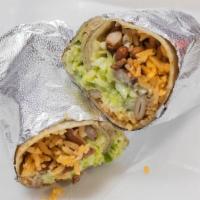 Super Burrito · Choice of meat, rice, beans, cheese, guacamole and sour cream.