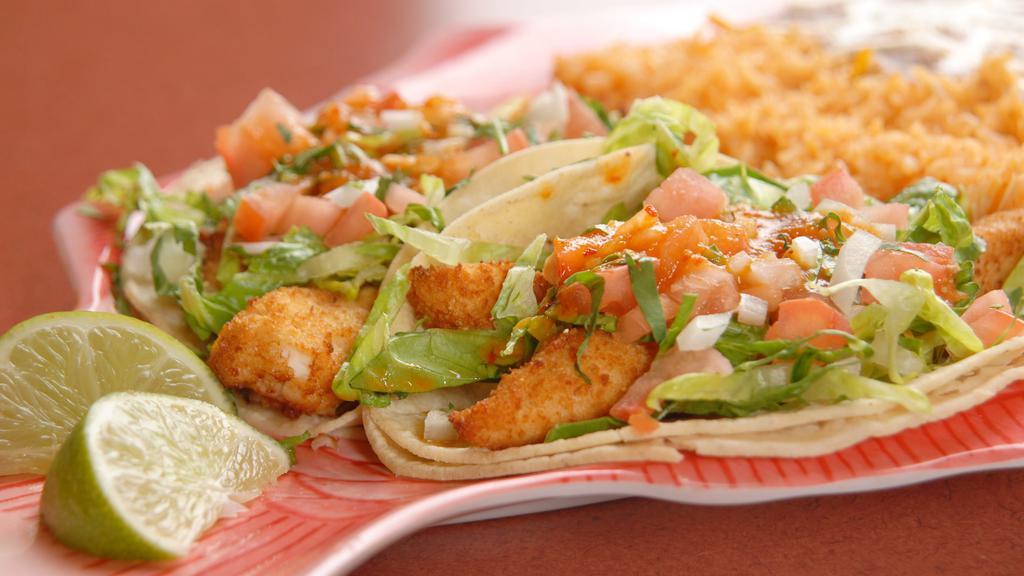 Fish Taco · Fresh Tilapia Fish Breaded and Deep Fried, Topped with Pico de Gallo, Lettuce and our Special Sauce.