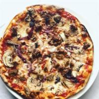 Sausage Pizza · Mozzarella /San Marzano Tomato Sauce / Mushrooms/ Caramelized Onions