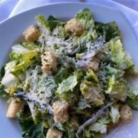 Caesar Salad · Little Gem lettuce / Focaccia Garlic Croutons/ Parmesan Cheese /Shallots/ Spanish White Anch...