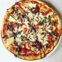 Pizza Primavera · Mozzarella / San Marzano Tomato Sauce / Caramelized Onions / Basil / Bell Peppers /
. Mushro...