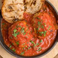 MEATBALLS · two meatballs in spicy marinara sauce (not too spicy, kids enjoy this!) served with grilled ...