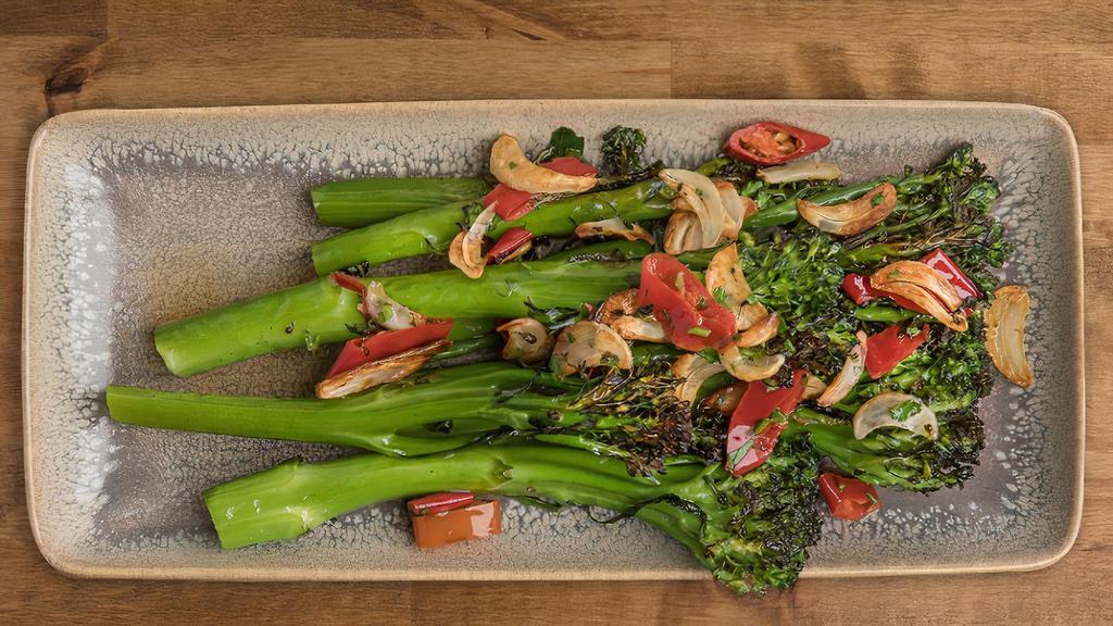 BROCCOLINI · broccolini roasted with garlic, olive oil, and pepperoncini