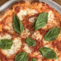 MARGHERITA · marinara pizza sauce, fresh mozzarella, fresh basil, and evoo  *gluten *dairy