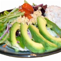 California Salad · Chef's salad, avocado, crab salad, edamame, and house dressing.