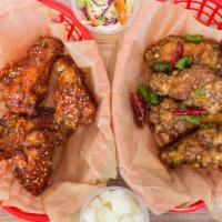 Korean Fried Chicken (KFC) - 4 PC · 4 Pieces of Crispy Mary's Non-GMO Party Wings, Double Fried and Tossed In Our House-made Soy...