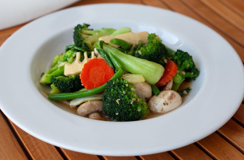 Sautéed Assorted Vegetables(Veg) · Bamboo shoot, zucchini, broccoli, carrot, celery, mushroom, broccoli, string bean, bokchoy