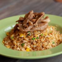 Grilled Pork with Egg Fried Rice  · Wok fried rice with egg and scallion