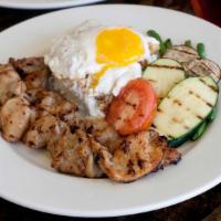 Grilled Chicken Dark Meat Rice Plate · A choice of egg fried rice or a sunny side up egg over steamed rice. Served with grilled sea...