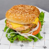 Turkey Burger Meal · Turkey / House Sauce / American Cheese / Tomato / Lettuce / Raw Onions / Pickles / With Frie...