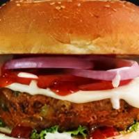 Aloo Tikki (Potato) Burger Meal · Aloo Tikki (Vegeterian Patty) / Tikki Sauce / American Cheese / Onions / Lettuce With Fries ...
