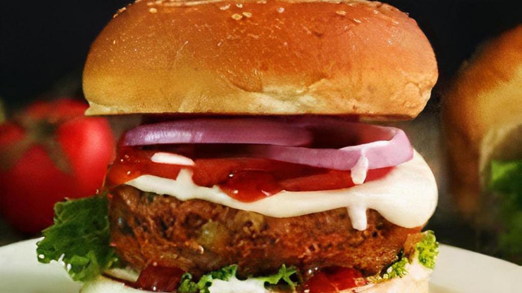 Aloo Tikki (Potato) Burger Meal · Aloo Tikki (Vegeterian Patty) / Tikki Sauce / American Cheese / Onions / Lettuce With Fries and a Drink
