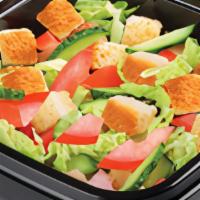 House Salad · Fresh House Salad - Green Leaf Lettuce, Diced Tomatoes, Cucumbers and Onions, served with Ba...