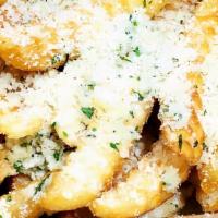 Garlic Fries · French fries with Parmesan cheese, garlic, and olive oil.