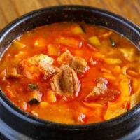 Original Tofu Soup 순두부 · Soft tofu stew with beef or pork and onion.