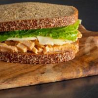 Pollo Azteca · Bordenave's Whole Wheat Bread with house made chipotle-mayo chicken salad, pepper jack chees...