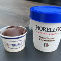 Valrhona Chocolate 4 Oz Cup Gelato · Fiorello's Hand Made, Hand Packed, Airless Gelato made locally in Marin.

***Note size is di...