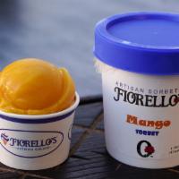Mango 4 Oz Cup Sorbetto · Fiorello's Hand Made, Hand Packed, Airless Sorbetto made locally in Marin.

***Note size is ...