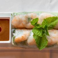 Spring Rolls · Lettuce, mint, bean sprouts, prawns, rice paper and peanut sauce