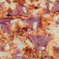 Hawaiian Pizza · Mozzarella, tomato sauce, ham, and pineapple.