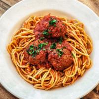 Linguine & Meatballs · Linguine, meatballs, and marinara sauce.