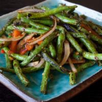Pan Fried String Beans · Spicy. Tender string beans sauteed in our house special sauce.