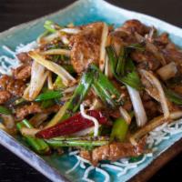 Mongolian Beef · Spicy. Tender sliced beef sauteed with onions and scallions in a spicy hoisin sauce.