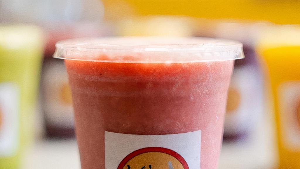 Red Wings · Banana, frozen strawberry and apple juice.