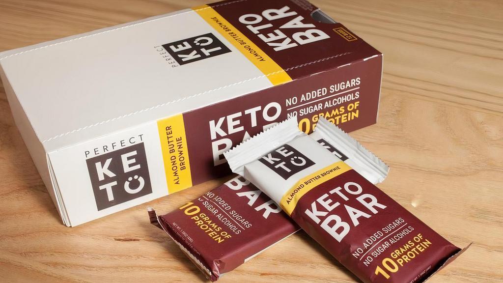 Perfect Keto Bar · A low-carb, keto-friendly treat made by perfect keto. Contains no added sugars or sugar alcohols and 10 g. of protein from nuts and collagen. Flavor: Almond Butter Brownie. Good for: gluten-free, paleo, keto.