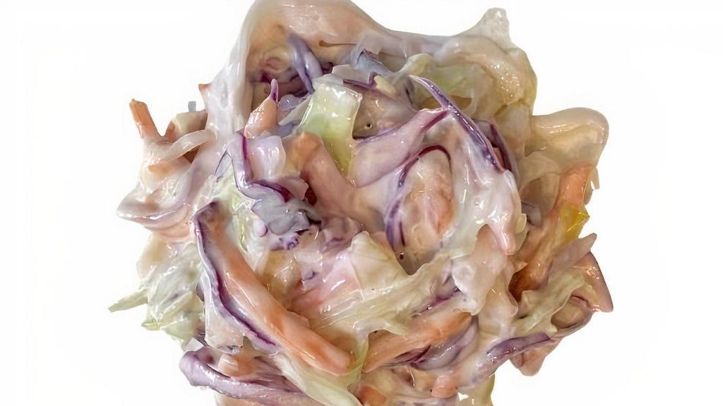 Wasabi Slaw · Crunchy cabbage and carrot dressed in creamy dressing with wasabi. Contains egg. Vegetarian. Gluten free.