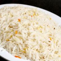Rice Pullao · Saffron flavored basmati rice.