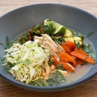 Sopa Ranchera · chicken broth, carrot, zucchini, tomato, onion, jalapeño, corn, cabbage, seasonal rice