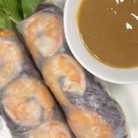 A2. Forbidden Black Rice Shrimp Spring Rolls · Forbidden black rice vermicelli with shrimp, Romaine lettuce, bean sprout, mint and pickled ...