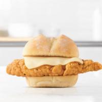 Chicken Slider · Crispy chicken tender and Swiss cheese on a warm slider style bun. Visit arbys.com for nutri...