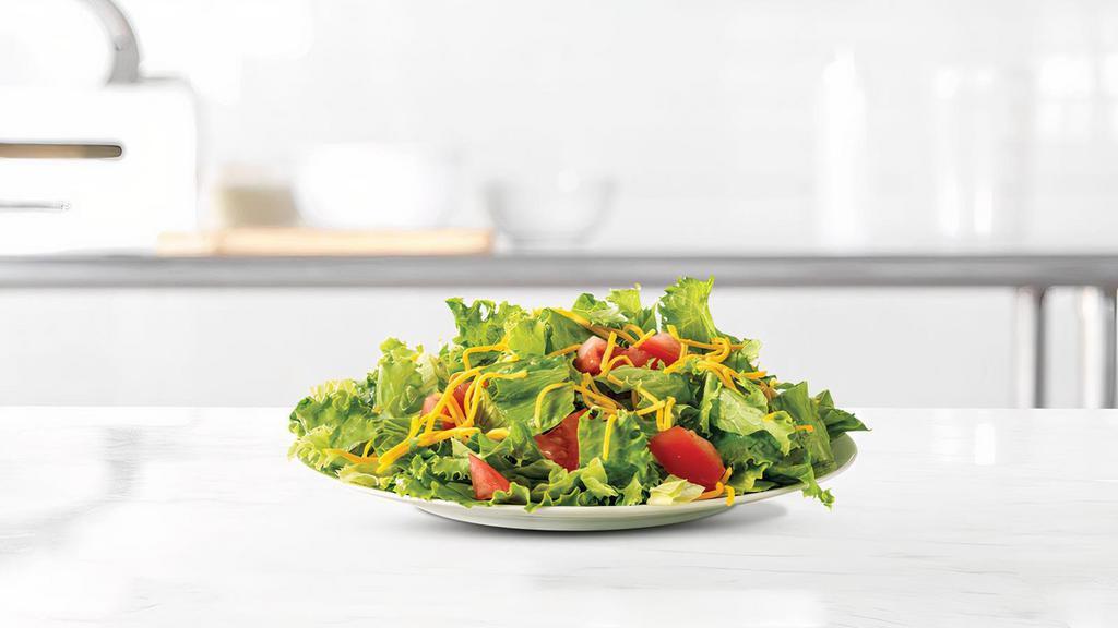 Market Fresh Garden Side Salad · Chopped fresh lettuce with diced tomatoes and shredded cheddar cheese. Served with choice of dressing. Visit arbys.com for nutritional and allergen information.