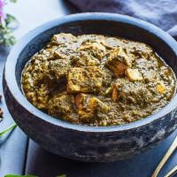 Saag Paneer · Vegetarian and gluten-free. Classic Punjabi dish of tender cubes of cheese (paneer) with spi...