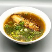 Kids Ramen · Housemade 10 hour chicken broth, pork belly, Japanese egg noodles, scallions.
