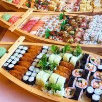 party boat · Sample  photos, actually food food may vary. Select up to 4 entree items and an option of su...