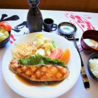 Salmon Teriyaki · Grilled salmon  with teriyaki sauce