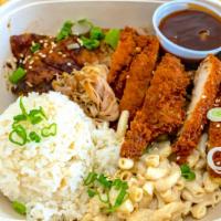 Huli BBQ Plate · Traditional Hawaiian plate lunch with your choice of protein. Comes with a helping of rice a...