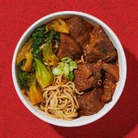 Beef Noodle Soup · Spicy. Beef with thick noodles and bok choy in a beef based soup.