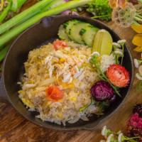Crab Fried Rice · iThai style crab fried rice with onions, cherry tomatoes and egg. Add a fried egg for an add...