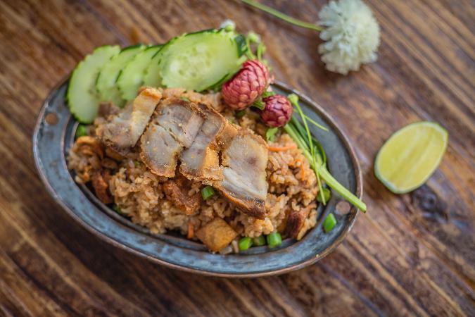 Kao Pad Kark Moo · Ultimate iThai fried rice with crispy pork belly