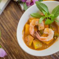 Pumpkin Curry · IThai-style creamy red curry with prawns, 