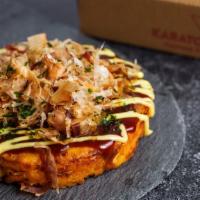 Wasabi Mayo Okonomiyaki ワサビマヨお好み焼き · 6” inches Japanese savory pancake topped with wasabi mayonnaise, okonomiyaki sauce, bonito &...