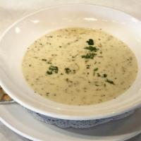 Clam Chowder (Now Served Daily!) · New England style chowder. Served with oyster crackers. *